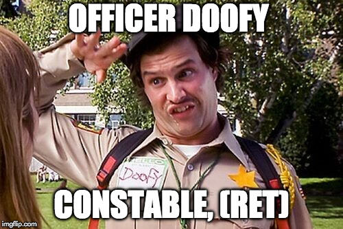 Special Officer Doofy | OFFICER DOOFY; CONSTABLE, (RET) | image tagged in special officer doofy | made w/ Imgflip meme maker
