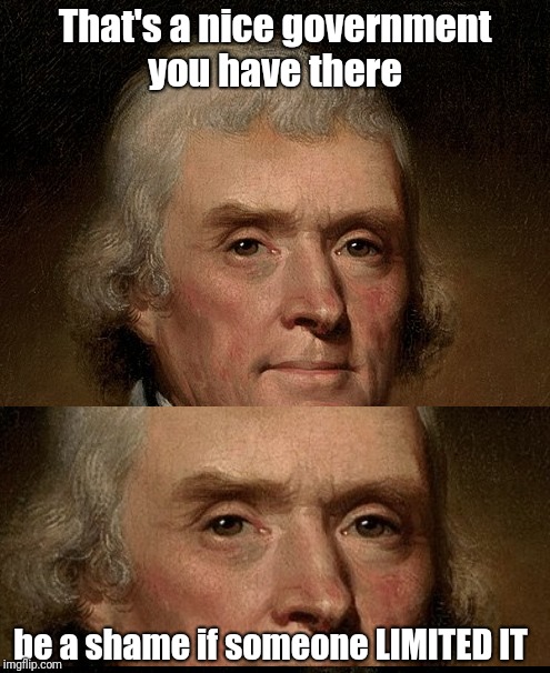 Thomas Jefferson | That's a nice government you have there; be a shame if someone LIMITED IT | image tagged in thomas jefferson | made w/ Imgflip meme maker