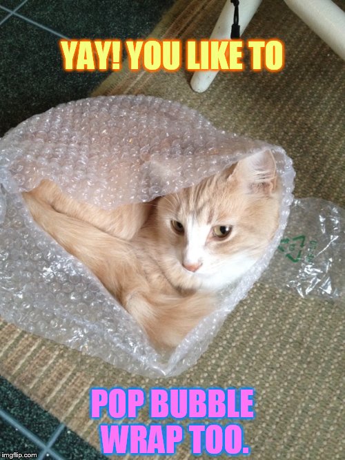 YAY! YOU LIKE TO POP BUBBLE WRAP TOO. | made w/ Imgflip meme maker