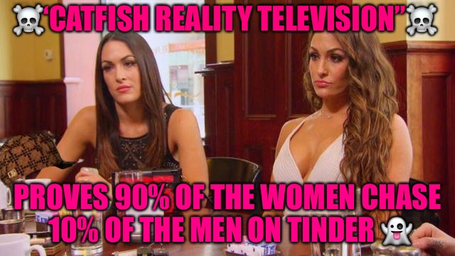 Scatfish Reality  | ☠️‘CATFISH REALITY TELEVISION”☠️; PROVES 90% OF THE WOMEN CHASE 10% OF THE MEN ON TINDER 👻 | image tagged in catfish,scumbag,tinder,thots,greed,red pill | made w/ Imgflip meme maker