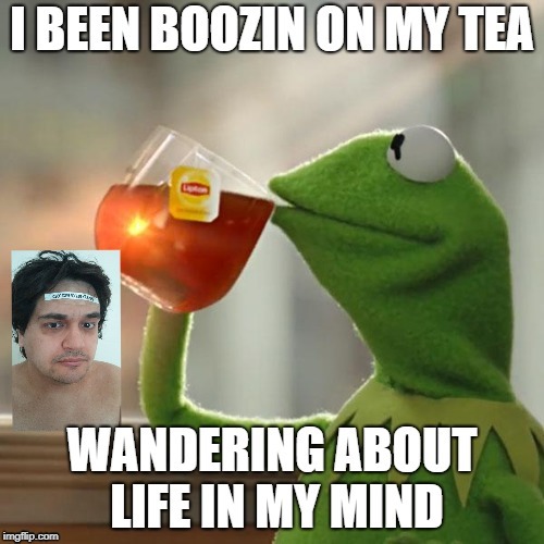 Existent Tea Boozer | image tagged in none of my bussiness kermit meme funny existent tea booze beer | made w/ Imgflip meme maker