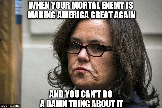 WHEN YOUR MORTAL ENEMY IS MAKING AMERICA GREAT AGAIN; AND YOU CAN'T DO A DAMN THING ABOUT IT | image tagged in rosie | made w/ Imgflip meme maker