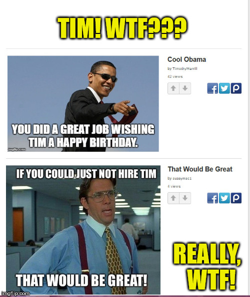 TIM! WTF??? REALLY,  WTF! | made w/ Imgflip meme maker