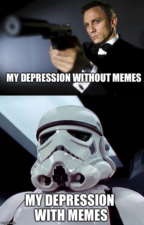 MY DEPRESSION WITHOUT MEMES; MY DEPRESSION WITH MEMES | image tagged in memes,depression | made w/ Imgflip meme maker