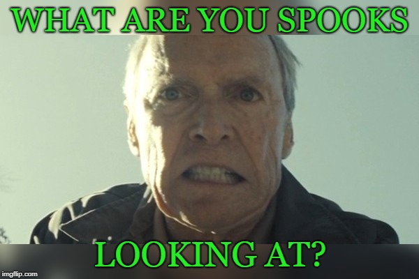 spooks | WHAT ARE YOU SPOOKS; LOOKING AT? | image tagged in spooks | made w/ Imgflip meme maker