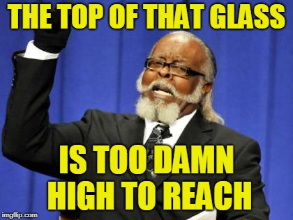 Too Damn High Meme | THE TOP OF THAT GLASS IS TOO DAMN HIGH TO REACH | image tagged in memes,too damn high | made w/ Imgflip meme maker