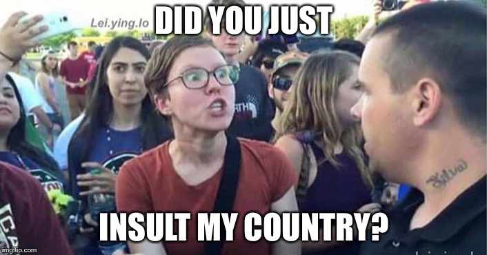 Did you just assume my gender | DID YOU JUST INSULT MY COUNTRY? | image tagged in did you just assume my gender | made w/ Imgflip meme maker