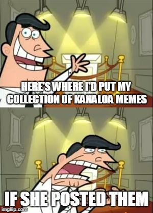 If I Had One | HERE'S WHERE I'D PUT MY COLLECTION OF KANALOA MEMES IF SHE POSTED THEM | image tagged in if i had one | made w/ Imgflip meme maker