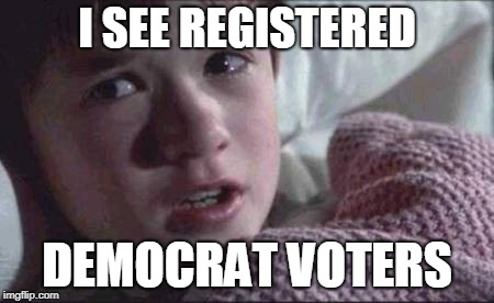 I See Dead People Meme | I SEE REGISTERED DEMOCRAT VOTERS | image tagged in memes,i see dead people | made w/ Imgflip meme maker