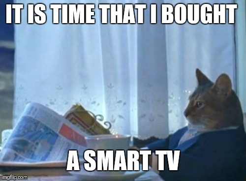 I Should Buy A Boat Cat Meme | IT IS TIME THAT I BOUGHT A SMART TV | image tagged in memes,i should buy a boat cat | made w/ Imgflip meme maker