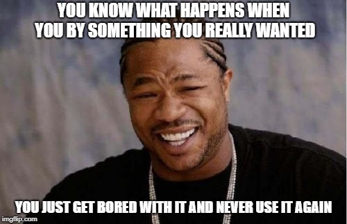 Facts of shopping | YOU KNOW WHAT HAPPENS WHEN YOU BY SOMETHING YOU REALLY WANTED; YOU JUST GET BORED WITH IT AND NEVER USE IT AGAIN | image tagged in memes,yo dawg heard you,funny,hot | made w/ Imgflip meme maker