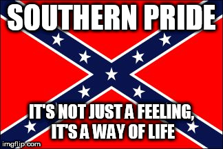 confederate flag | SOUTHERN PRIDE; IT'S NOT JUST A FEELING, IT'S A WAY OF LIFE | image tagged in confederate flag,southern flag,confederate,southern,south,pride | made w/ Imgflip meme maker