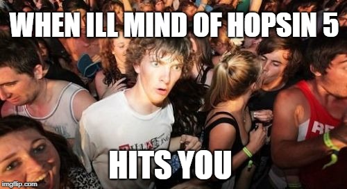 Sudden Clarity Clarence Meme | WHEN ILL MIND OF HOPSIN 5; HITS YOU | image tagged in memes,sudden clarity clarence | made w/ Imgflip meme maker