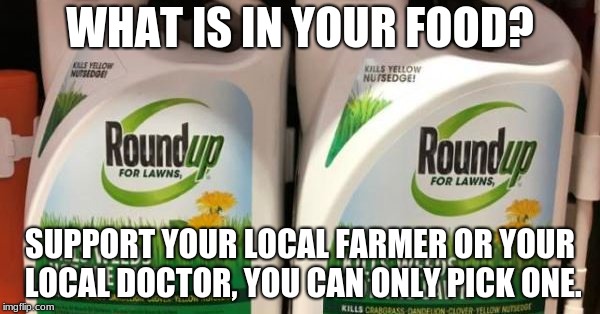 monsantoo | WHAT IS IN YOUR FOOD? SUPPORT YOUR LOCAL FARMER OR YOUR LOCAL DOCTOR, YOU CAN ONLY PICK ONE. | image tagged in monsantoo | made w/ Imgflip meme maker