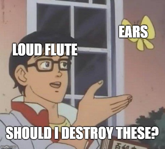 ._. | EARS; LOUD FLUTE; SHOULD I DESTROY THESE? | image tagged in memes,is this a pigeon | made w/ Imgflip meme maker