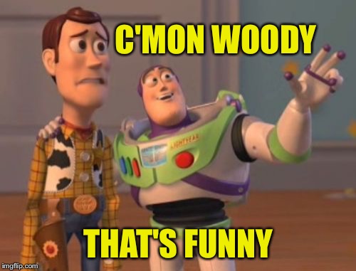 X, X Everywhere Meme | C'MON WOODY THAT'S FUNNY | image tagged in memes,x x everywhere | made w/ Imgflip meme maker