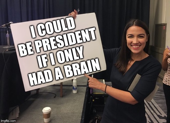 Ocasio Cortez Whiteboard | I COULD BE PRESIDENT IF I ONLY HAD A BRAIN | image tagged in ocasio cortez whiteboard | made w/ Imgflip meme maker