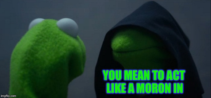 Evil Kermit Meme | YOU MEAN TO ACT LIKE A MORON IN | image tagged in memes,evil kermit | made w/ Imgflip meme maker
