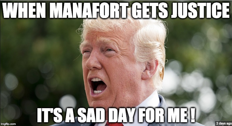 WHEN MANAFORT GETS JUSTICE; IT'S A SAD DAY FOR ME ! | image tagged in memes | made w/ Imgflip meme maker