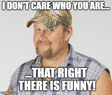 Larry The Cable Guy Meme | I DON'T CARE WHO YOU ARE... ...THAT RIGHT THERE IS FUNNY! | image tagged in memes,larry the cable guy | made w/ Imgflip meme maker