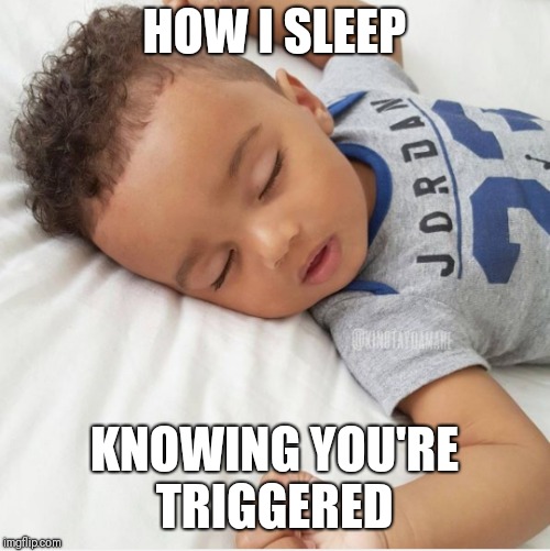 HOW I SLEEP; KNOWING YOU'RE TRIGGERED | image tagged in triggered,how i sleep,peaceful | made w/ Imgflip meme maker