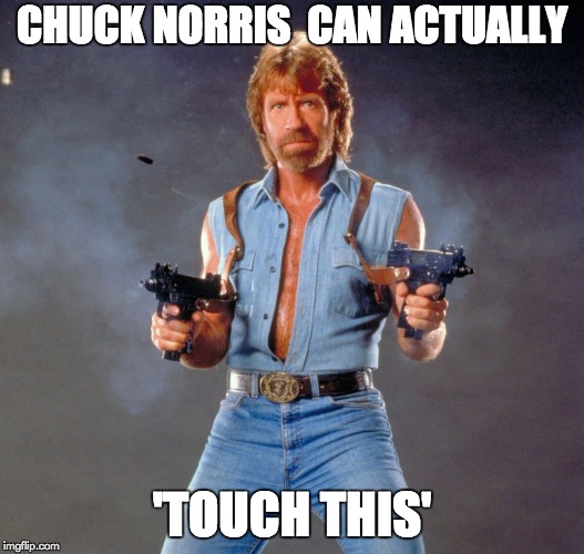 Chuck Norris Guns | CHUCK NORRIS 
CAN ACTUALLY; 'TOUCH THIS' | image tagged in memes,chuck norris guns,chuck norris | made w/ Imgflip meme maker