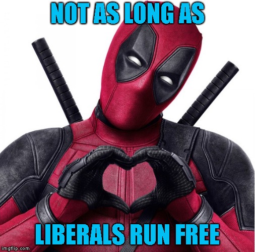 Deadpool heart | NOT AS LONG AS LIBERALS RUN FREE | image tagged in deadpool heart | made w/ Imgflip meme maker