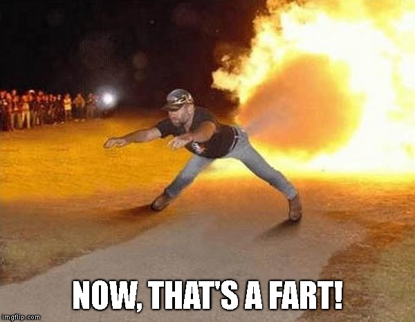 fire fart | NOW, THAT'S A FART! | image tagged in fire fart | made w/ Imgflip meme maker