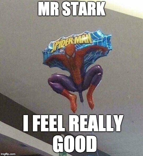 Mr Stark, I Feel Really Good | MR STARK; I FEEL REALLY GOOD | image tagged in spiderman,avengers,nsfw,feels good | made w/ Imgflip meme maker