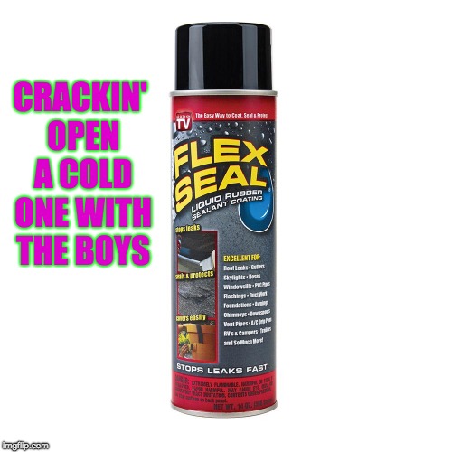 CRACKIN' OPEN A COLD ONE WITH THE BOYS | image tagged in flexseal | made w/ Imgflip meme maker