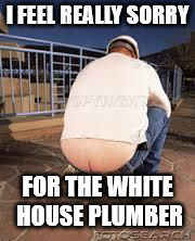 Plumber Butt | I FEEL REALLY SORRY FOR THE WHITE HOUSE PLUMBER | image tagged in plumber butt | made w/ Imgflip meme maker