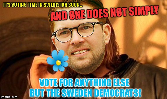 One Does Not Simply Meme | IT'S VOTING TIME IN SWEDISTAN SOON... AND ONE DOES NOT SIMPLY; VOTE FOR ANYTHING ELSE BUT THE SWEDEN DEMOCRATS! | image tagged in memes,one does not simply | made w/ Imgflip meme maker