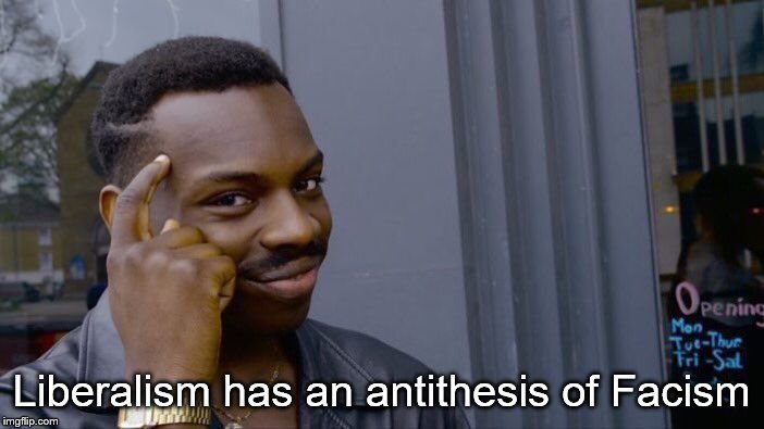 Roll Safe Think About It Meme | Liberalism has an antithesis of Facism | image tagged in memes,roll safe think about it | made w/ Imgflip meme maker