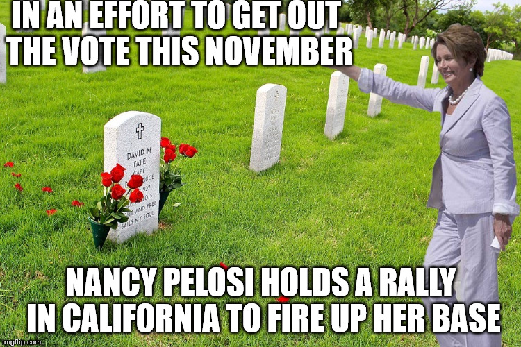 These are people Nancy has known for years. We really do need to check voter ID | IN AN EFFORT TO GET OUT THE VOTE THIS NOVEMBER; NANCY PELOSI HOLDS A RALLY IN CALIFORNIA TO FIRE UP HER BASE | image tagged in nancy pelosi | made w/ Imgflip meme maker