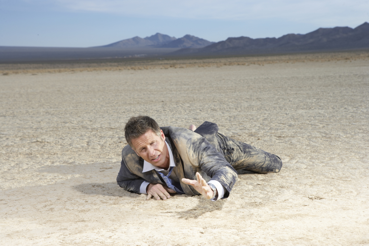 crawling man in desert Blank Meme Template