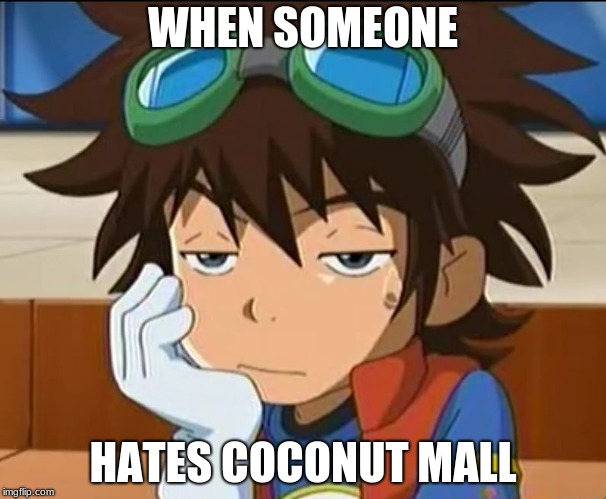 Digimon Really | WHEN SOMEONE; HATES COCONUT MALL | image tagged in digimon really,coconut mall,mario kart wii | made w/ Imgflip meme maker