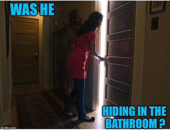 WAS HE HIDING IN THE BATHROOM ? | made w/ Imgflip meme maker