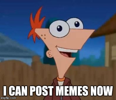 I CAN POST MEMES NOW | image tagged in phineas and derp | made w/ Imgflip meme maker