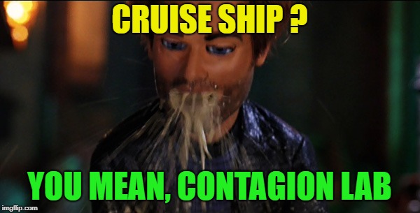 team america | CRUISE SHIP ? YOU MEAN, CONTAGION LAB | image tagged in team america | made w/ Imgflip meme maker