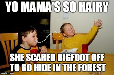 Yo Mamas So Fat Meme | YO MAMA'S SO HAIRY SHE SCARED BIGFOOT OFF TO GO HIDE IN THE FOREST | image tagged in memes,yo mamas so fat | made w/ Imgflip meme maker