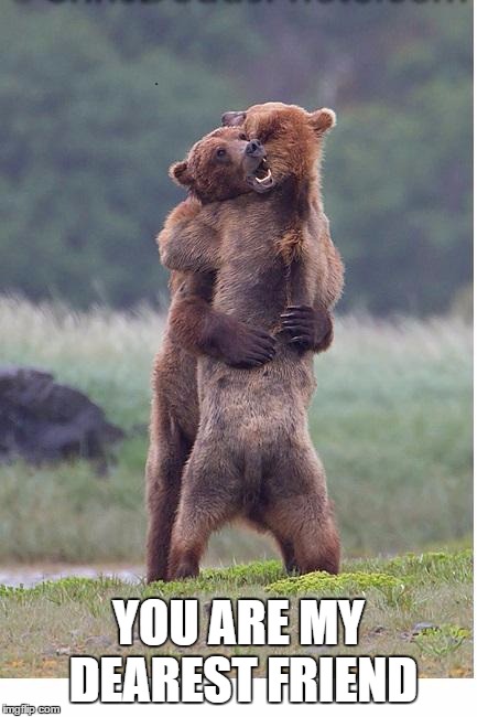 hugging bears | YOU ARE MY DEAREST FRIEND | image tagged in hugging bears | made w/ Imgflip meme maker