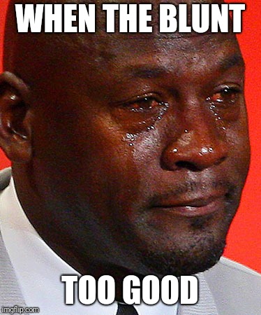 Crying Jordan | WHEN THE BLUNT; TOO GOOD | image tagged in crying jordan | made w/ Imgflip meme maker
