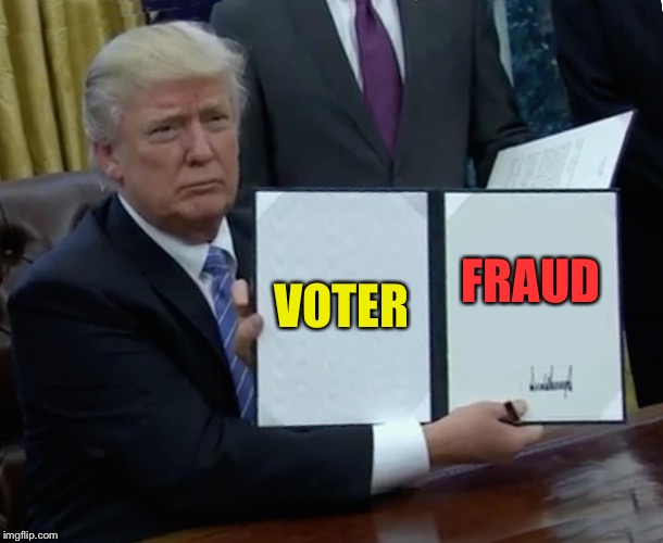 Trump Bill Signing Meme | VOTER FRAUD | image tagged in memes,trump bill signing | made w/ Imgflip meme maker
