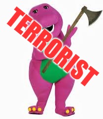 Terrorist Barney | TERRORIST | image tagged in angry barney | made w/ Imgflip meme maker