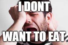 hate food | I DONT; WANT TO EAT | image tagged in i hate food | made w/ Imgflip meme maker