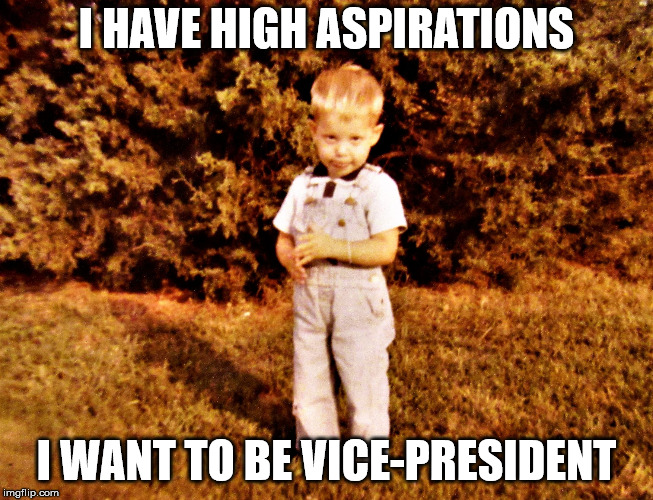 guilty toddler | I HAVE HIGH ASPIRATIONS I WANT TO BE VICE-PRESIDENT | image tagged in guilty toddler | made w/ Imgflip meme maker