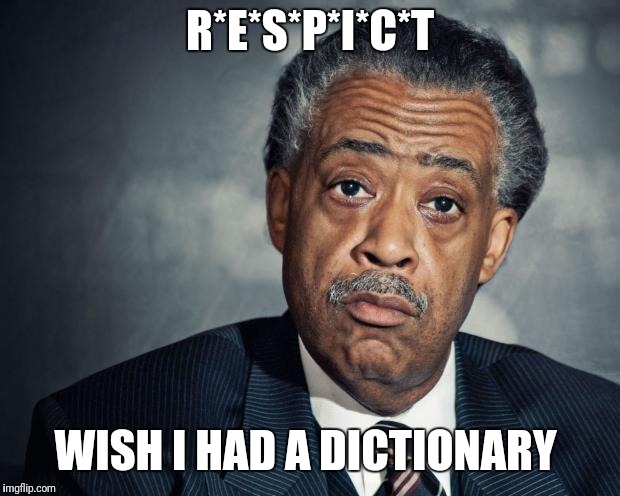 al sharpton racist | R*E*S*P*I*C*T; WISH I HAD A DICTIONARY | image tagged in al sharpton racist | made w/ Imgflip meme maker