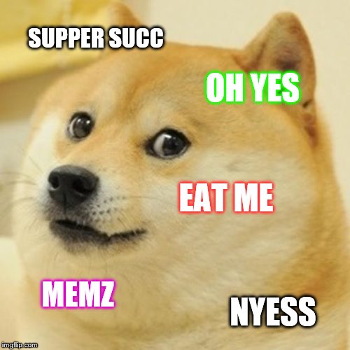 Doge Meme | SUPPER SUCC; OH YES; EAT ME; MEMZ; NYESS | image tagged in memes,doge | made w/ Imgflip meme maker