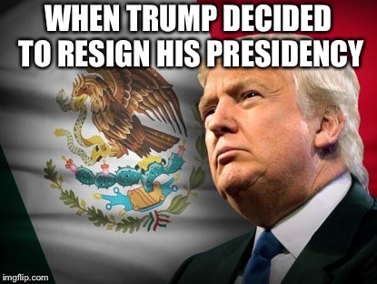 Make Mexico Great Again | WHEN TRUMP DECIDED TO RESIGN HIS PRESIDENCY | image tagged in make mexico great again | made w/ Imgflip meme maker