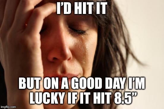 First World Problems Meme | I’D HIT IT BUT ON A GOOD DAY I’M LUCKY IF IT HIT 8.5” | image tagged in memes,first world problems | made w/ Imgflip meme maker